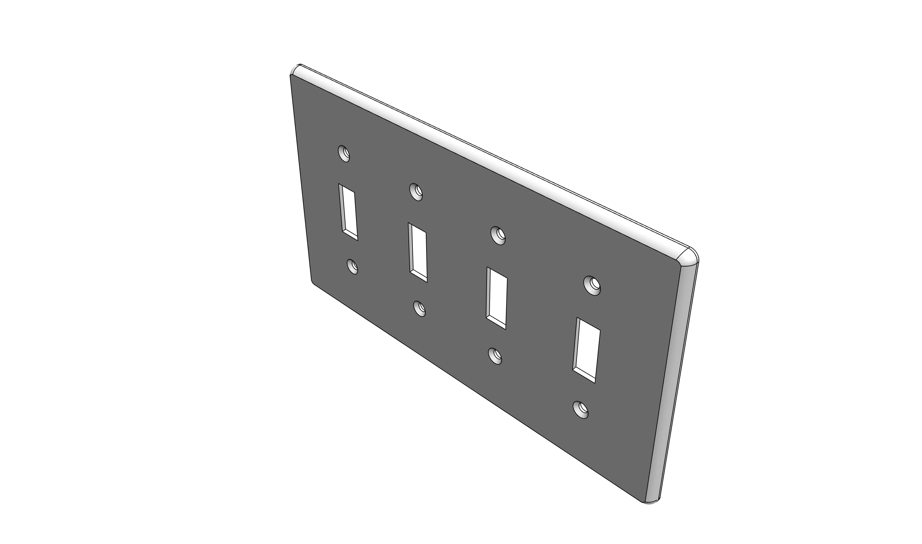 Four Gang Toggle Switch Style Wall Plate (Original Replacement) 3d model