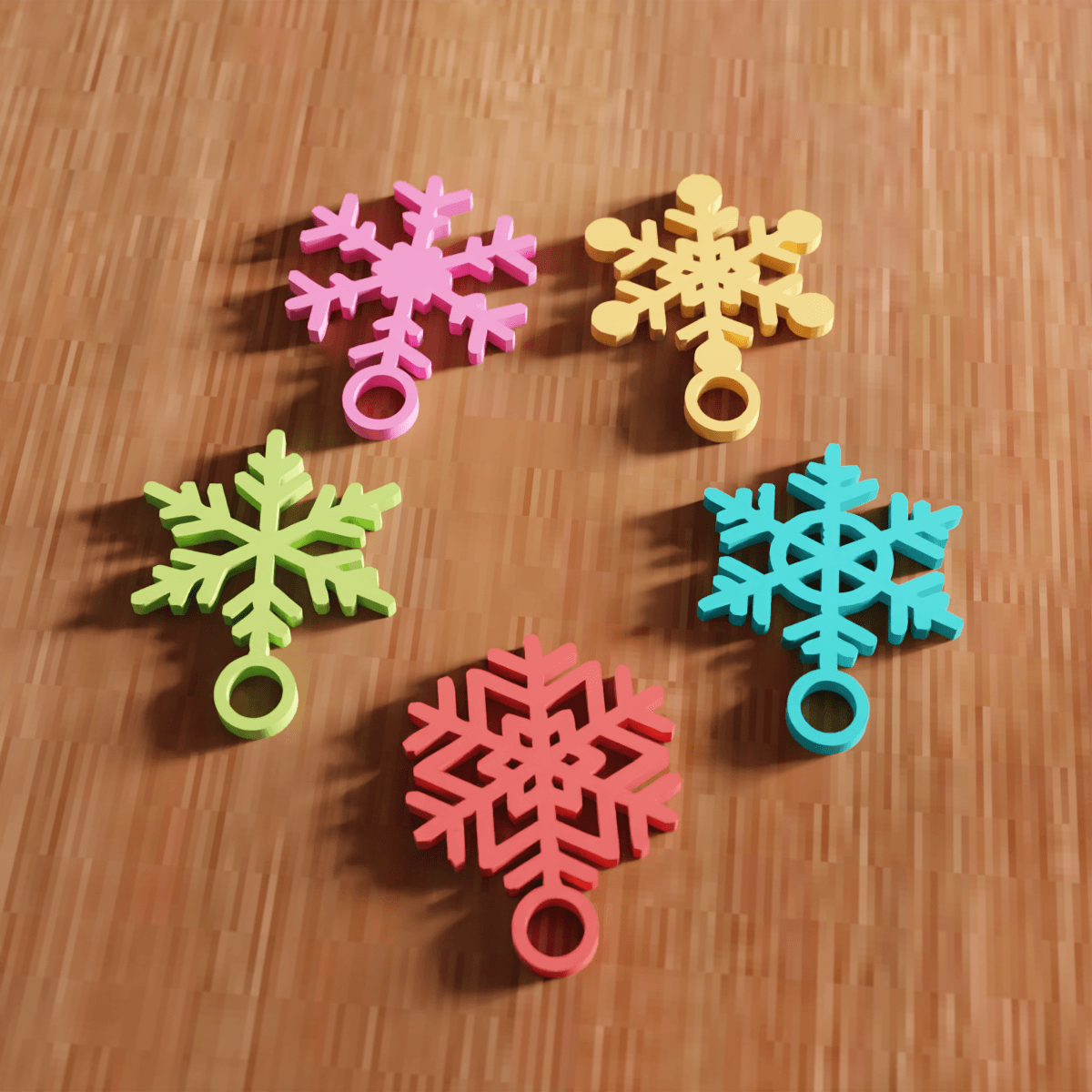 Snowflake Christmas Ornament Set 3d model