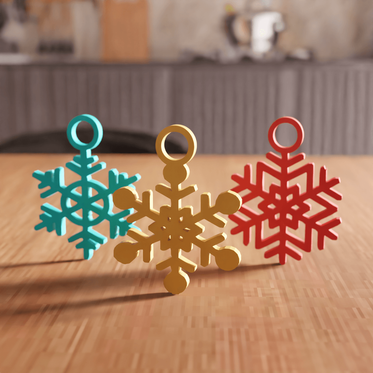 Snowflake Christmas Ornament Set 3d model