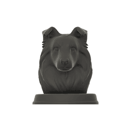 Collie Dog Bust - Dog Statue - STL 3MF - 3D Printable Dog Model - Pet Memorial 3d model