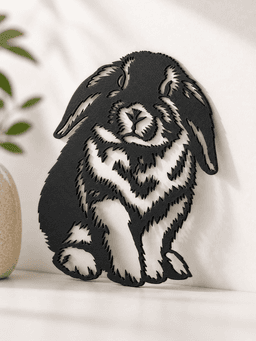 Adorable Fluffy Bunny Cuddles Wall Art Home Decor 3d model
