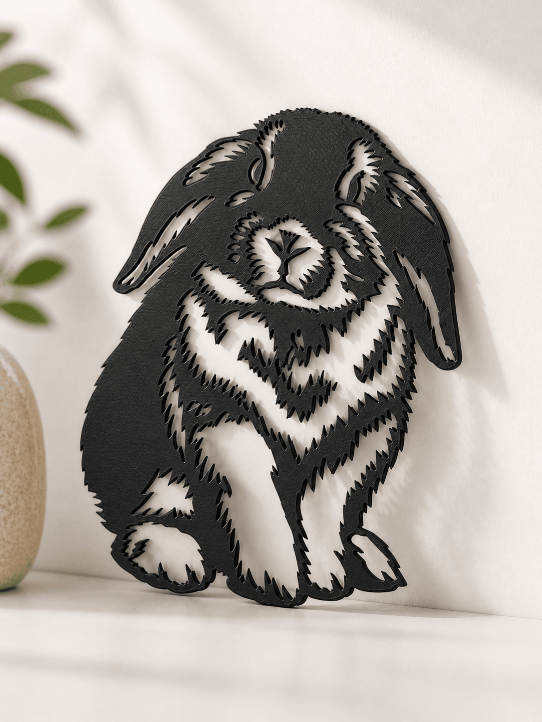 Adorable Fluffy Bunny Cuddles Wall Art Home Decor 3d model