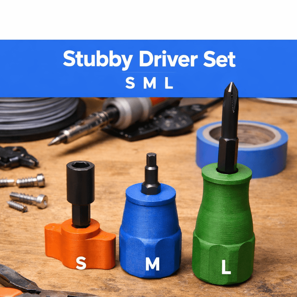 Stubby Hex Bit Driver Small, medium and Large 3d model