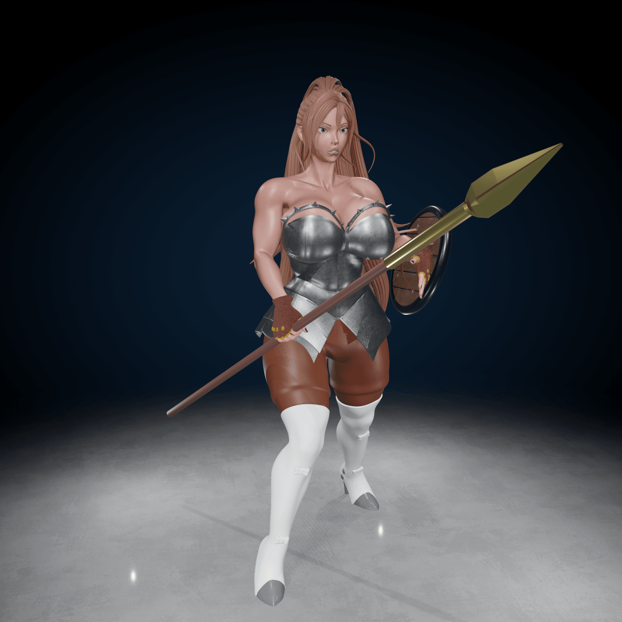 Fantasy Female Spear Fighter 3d model