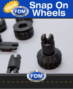 Official Snap on Wheels for Fixum Dude Motors Print in Place Vehicles 3d model