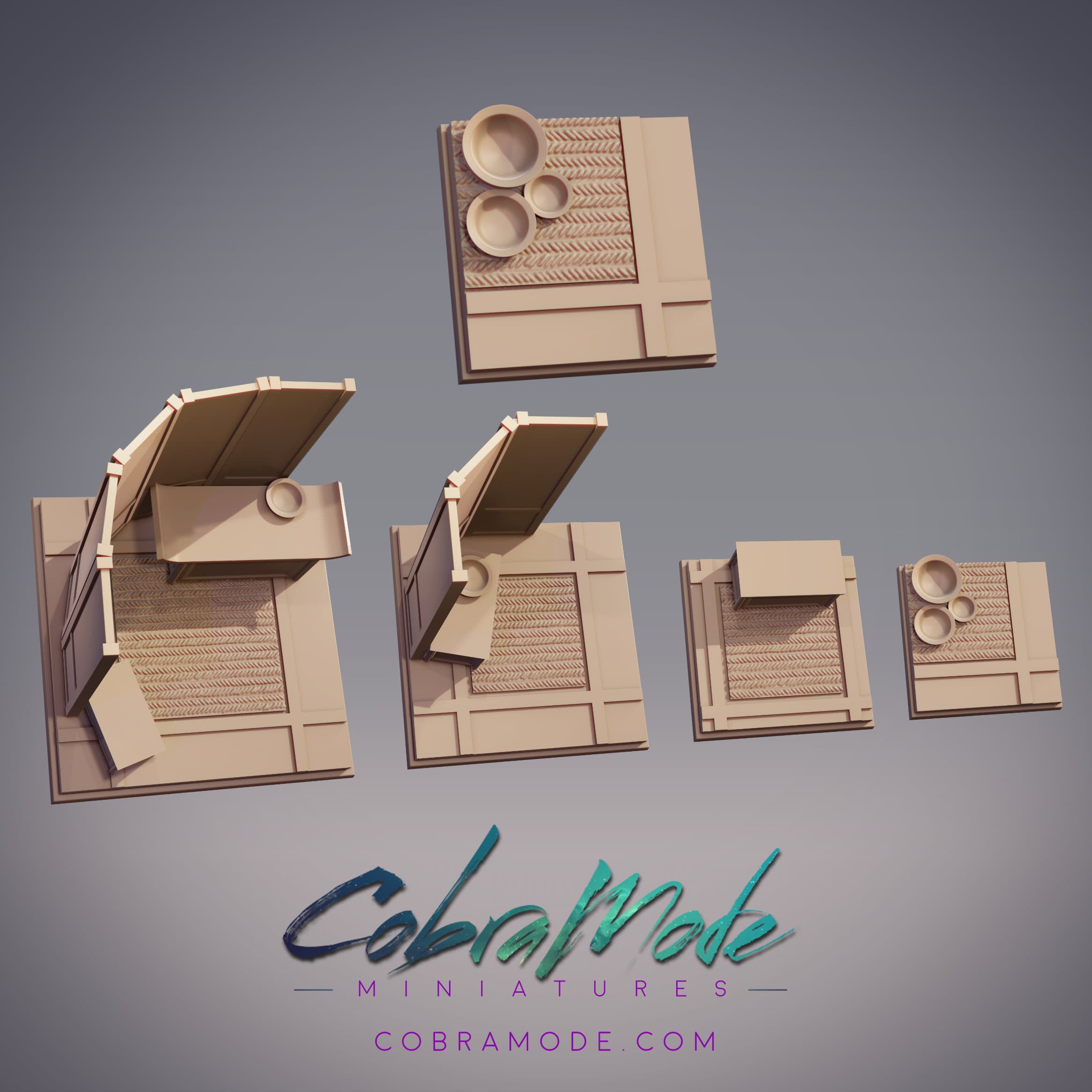 Meditation Room Square Base Pack (4pcs) 3d model