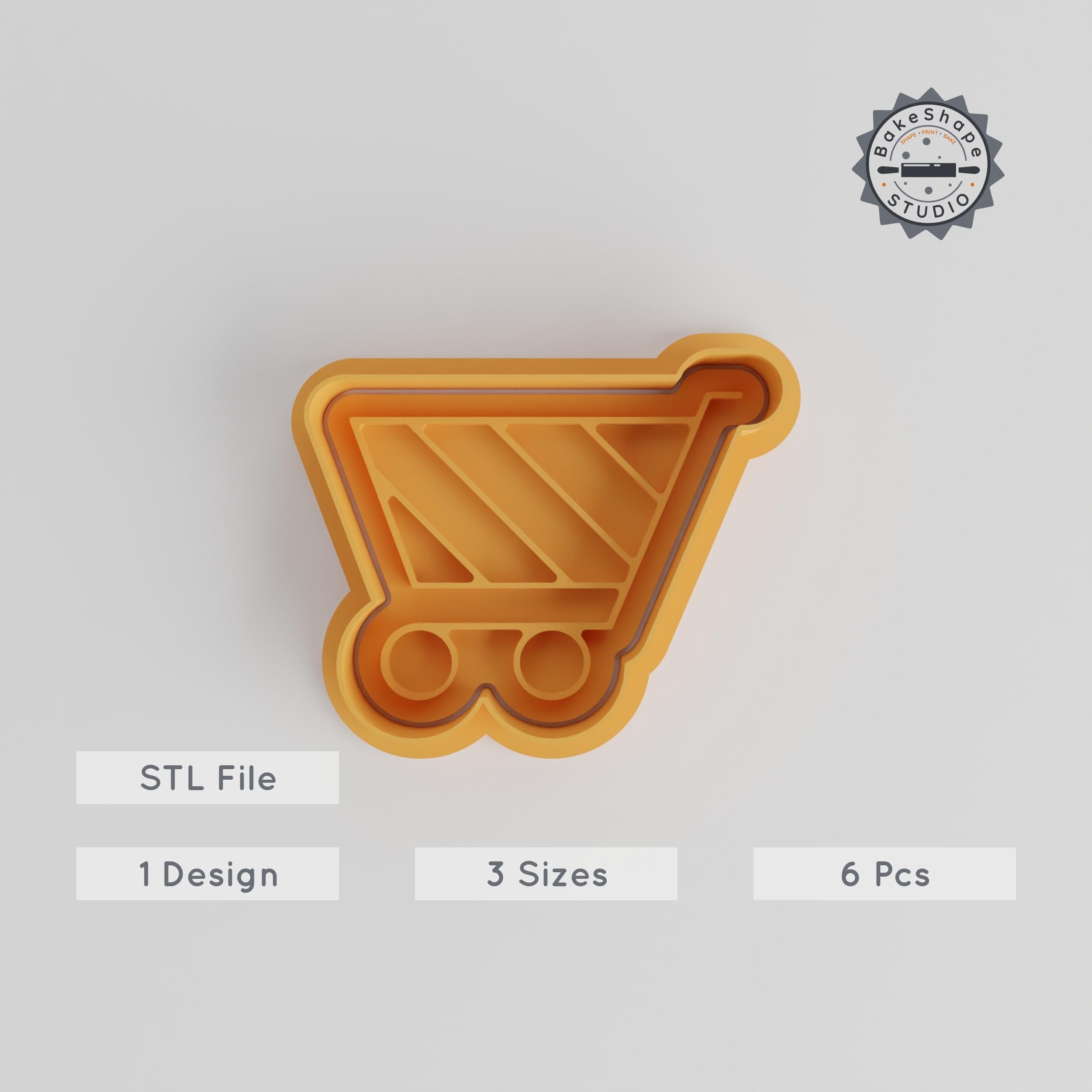 Trolley Shape Cutter & Stamp, Perfect for Cookies & Fondant, Set of 6, Includes Shopping Cart Design in S/M/L Sizes PRODUCT_4978 3d model