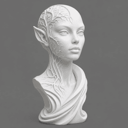 Forest Elf Bust STL | Fantasy Nature Spirit Sculpture | Elven Queen 3d model