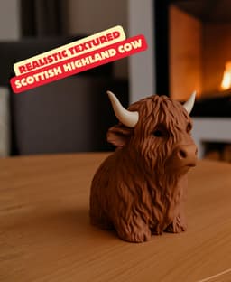 REALISTIC TEXTURED SCOTTISH HIGHLAND COW – COZY WINTER EDITION / HOMEDECOR / BISON 3d model