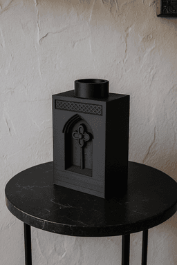 Gothic Arch Vase — Black Vase with Medieval Window Details 3d model