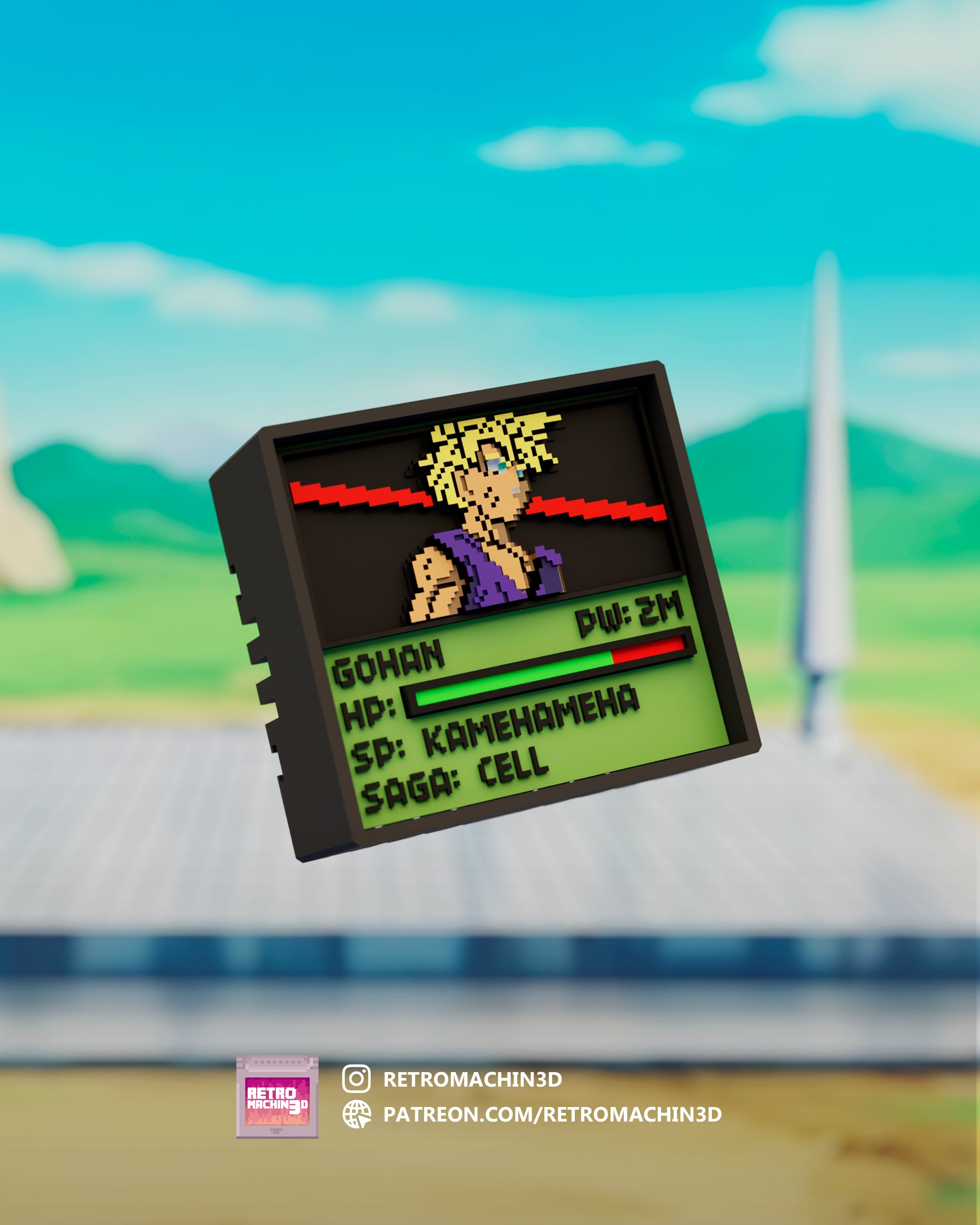 DBZ CELL – Gohan – Pixel Voxel Art Frame (No support, 3MF included) 3d model