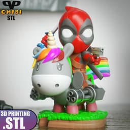 Deadpool on Unicorn Chibi STL for 3D Printing ChibiSTL 3DXM 3d model