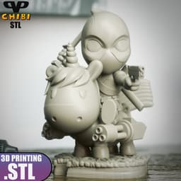 Deadpool on Unicorn Chibi STL for 3D Printing ChibiSTL 3DXM 3d model