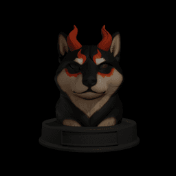 Infernal Shiba Inu Dog Bust - Multicolor Halloween Dog Statue - STL 3MF - 3D Printable Dog Model 3d model