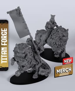 Mounted Thunder Warriors - With Free Dragon Warhammer - 5e DnD Inspired for RPG and Wargamers 3d model