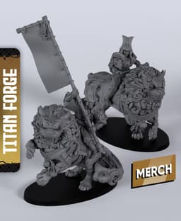Mounted Thunder Warriors - With Free Dragon Warhammer - 5e DnD Inspired for RPG and Wargamers 3d model
