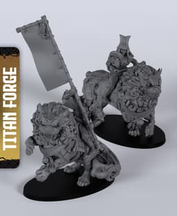 Mounted Thunder Warriors - With Free Dragon Warhammer - 5e DnD Inspired for RPG and Wargamers 3d model