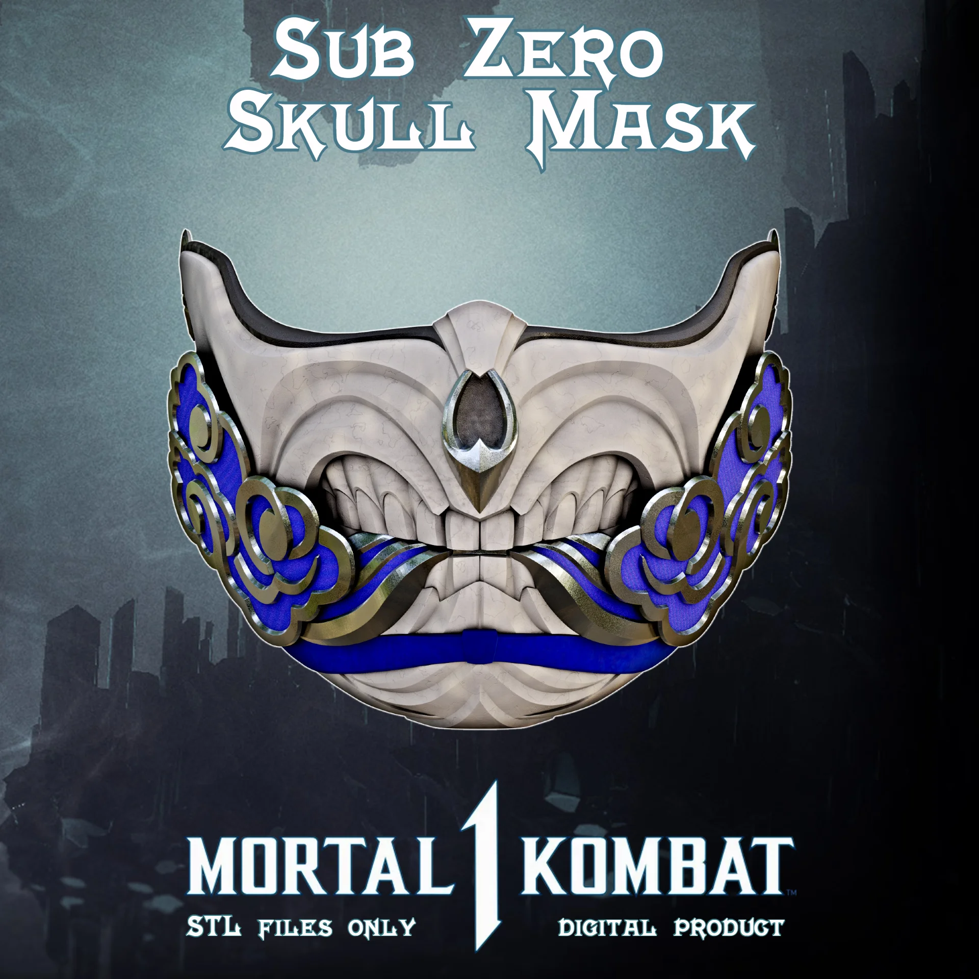 SUB ZERO SKULL MASK MORTAL KOMBAT 1 3d model