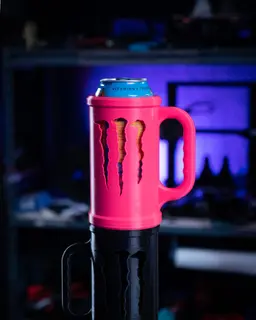 Kyle Cup V5 - NEW DESIGN - Chad Chalice - Stimulant Stein - Monster Energy Drink Can Cup - Kyle Cup V5 is up now! Completely Redesigned to be better in every way! -- This version is printed in Jessie PLA from Printed Solid, "Neon Pink" color. - 3d model