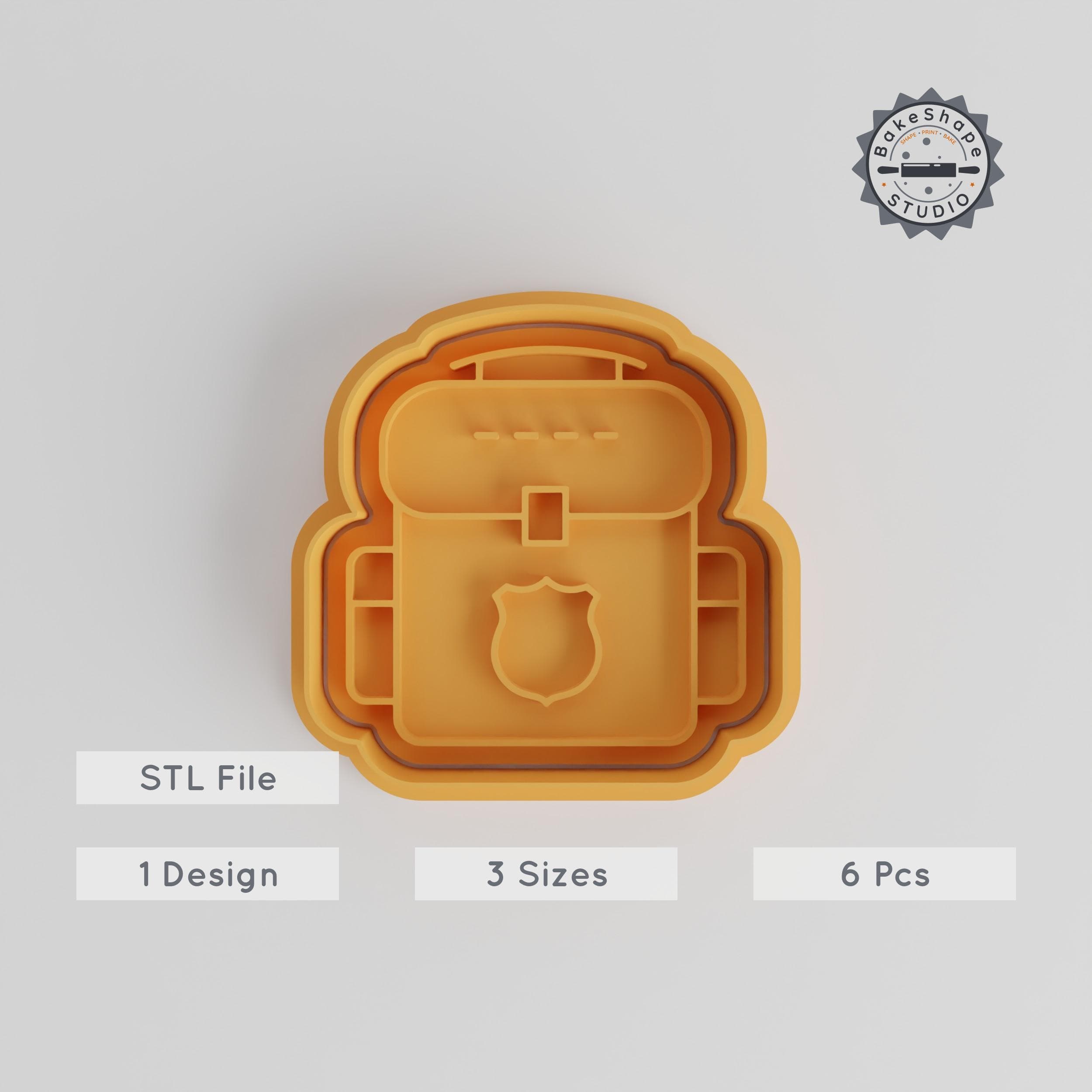 Backpack Cookie Cutter & Stamp Set, Perfect for Cookies & Fondant, Includes 6 Pieces, School & Education Theme PRODUCT_2902 3d model