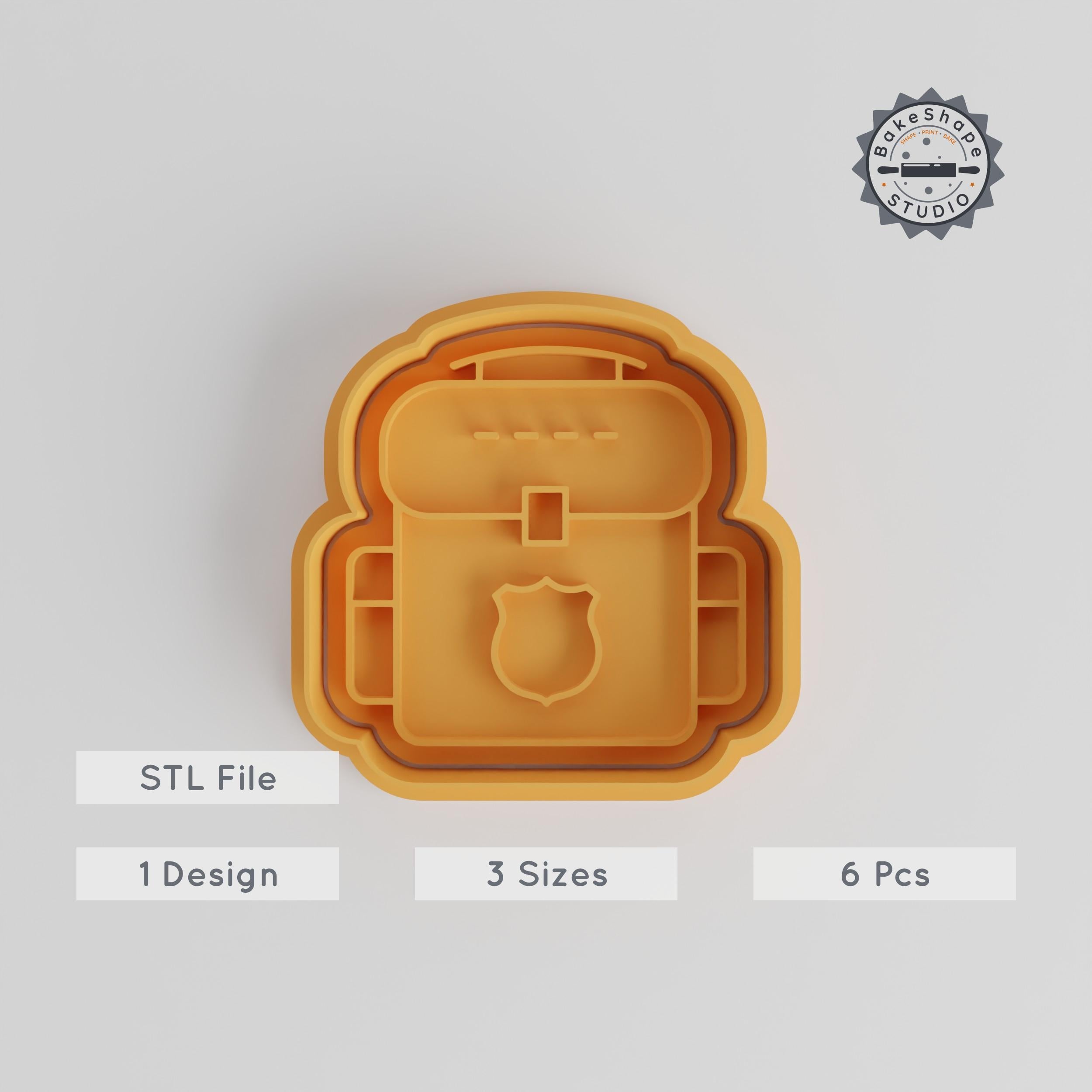 Backpack Cookie Cutter & Stamp Set, Perfect for Cookies & Fondant, Includes 6 Pieces, School & Education Theme PRODUCT_2902 3d model