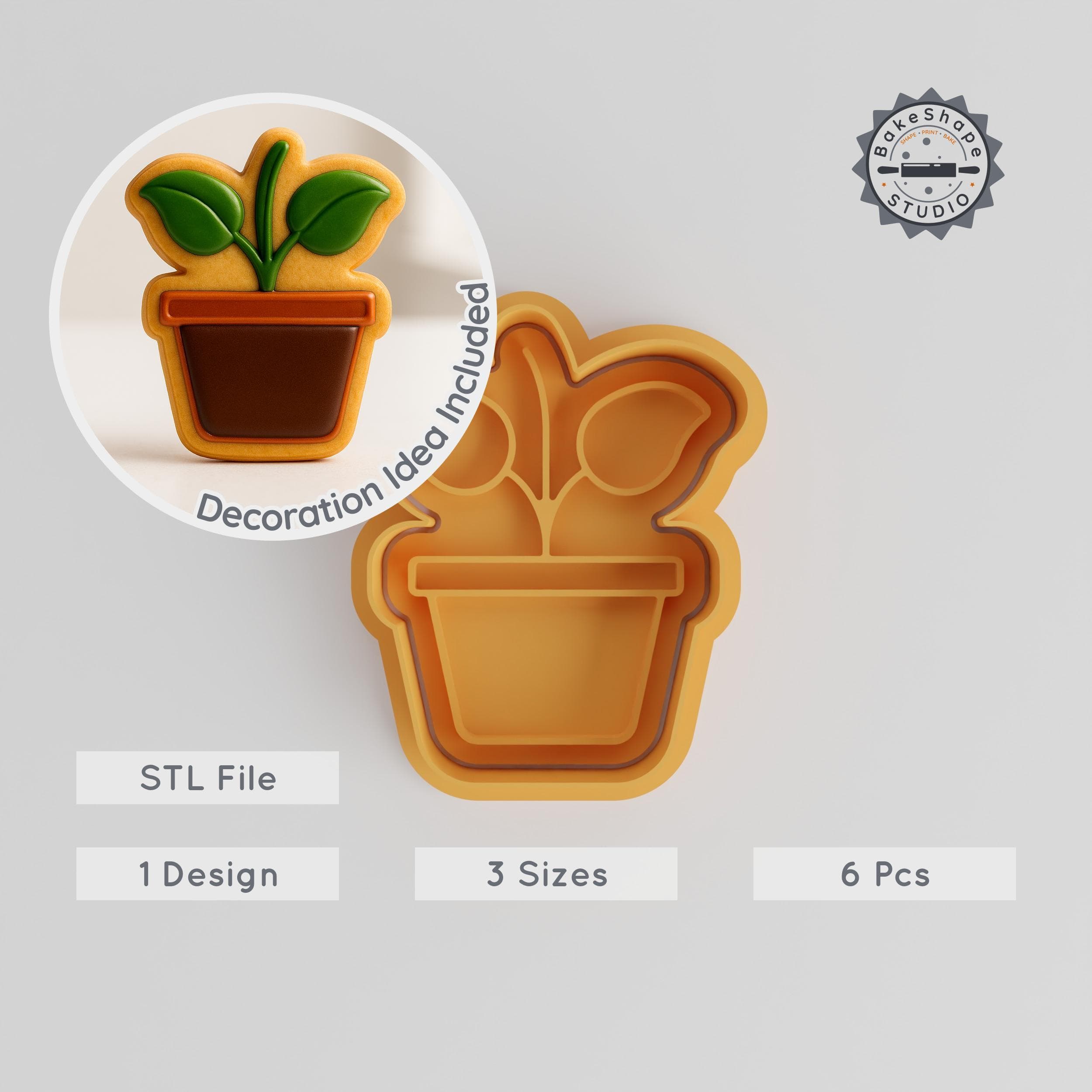 Growing Plant Shape Cutter & Stamp Set, Perfect for Cookies & Fondant, 3 Sizes, Gardening & Nature Theme PRODUCT_403 3d model
