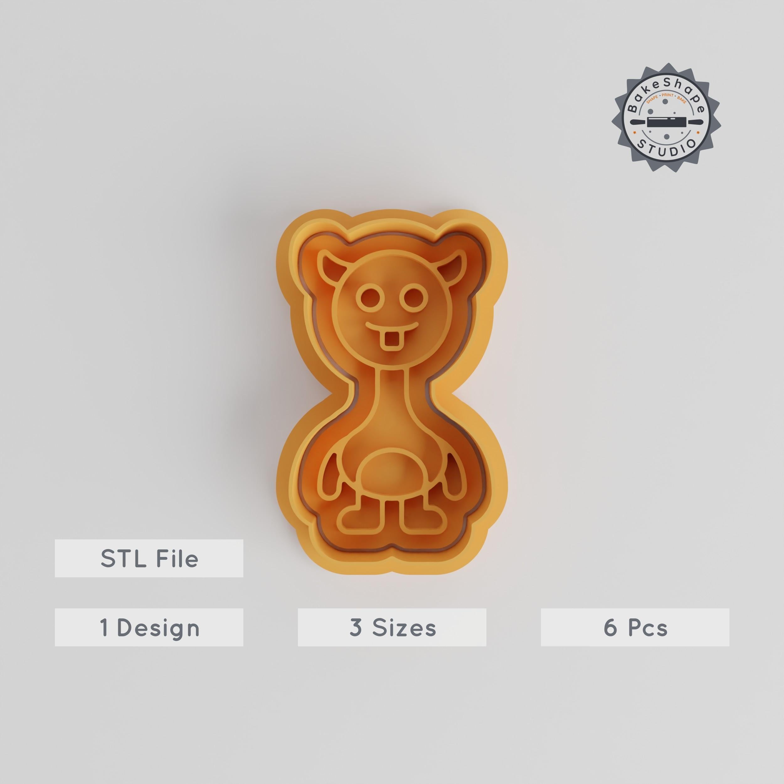 Long Neck Monster Cutter & Stamp Set, 6-Piece, Cartoon Creature Cookie & Fondant Shape Cutter, Small/Medium/Large Sizes PRODUCT_3030 3d model