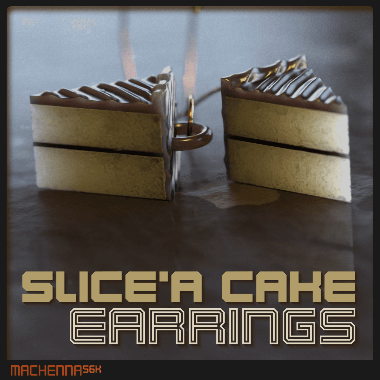 Slice'a Cake Earrings 3d model