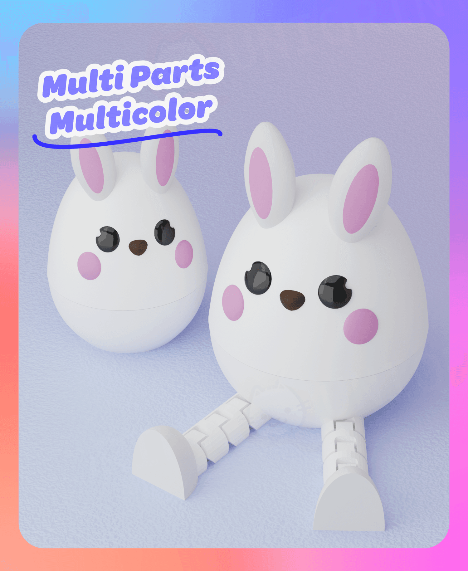Flexi Bunny Egg Container (Multicolor & Separated Parts) 3d model