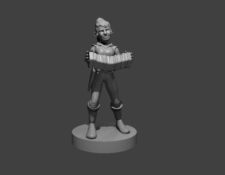Gnome Female Bard with Accordian 3d model