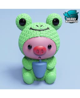 Piggy Frog Costume / Cute Knitted Beast Model / Collectible Pigface Figure / Print-in-Place Statue 3d model