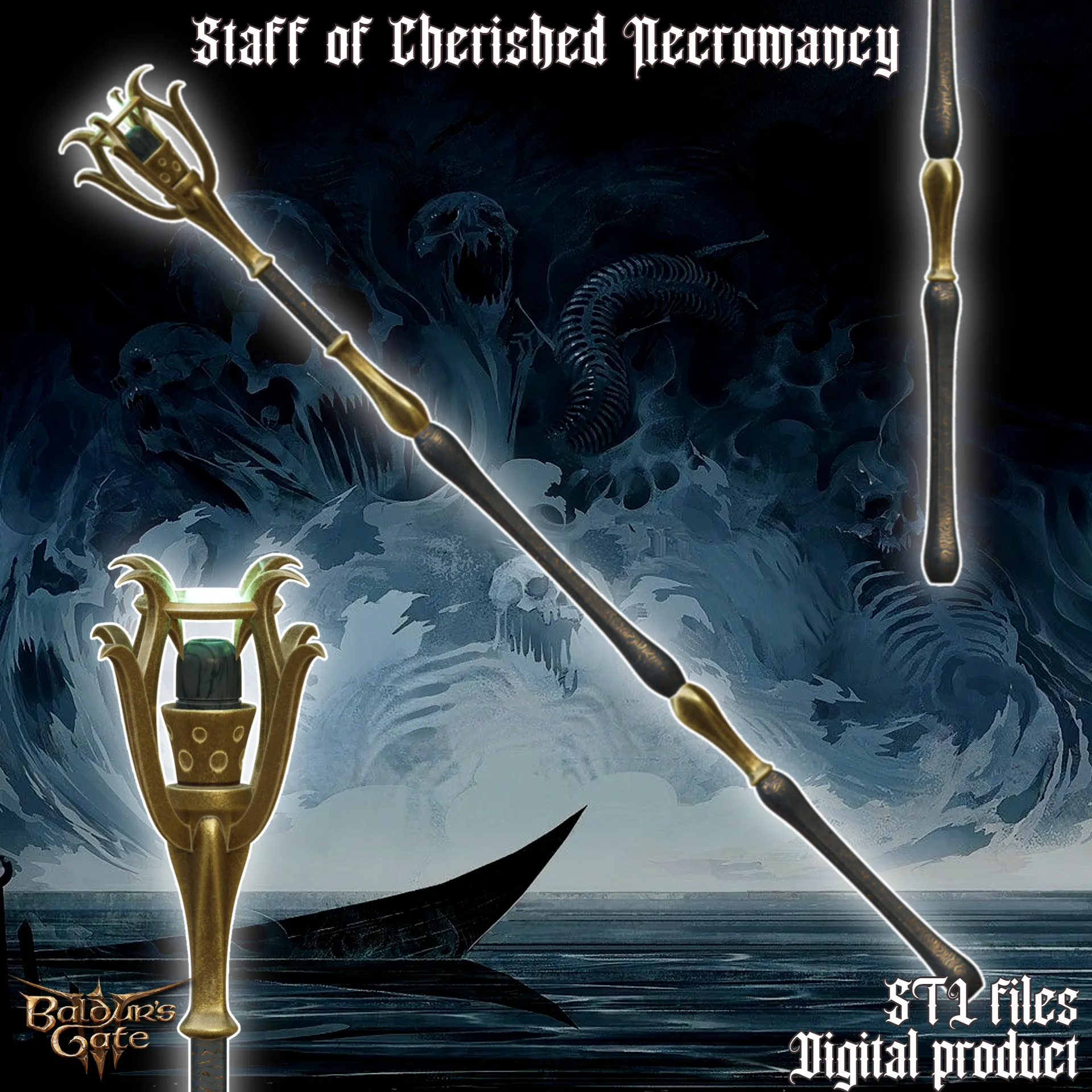 Staff of Cherished Necromancy 3d model