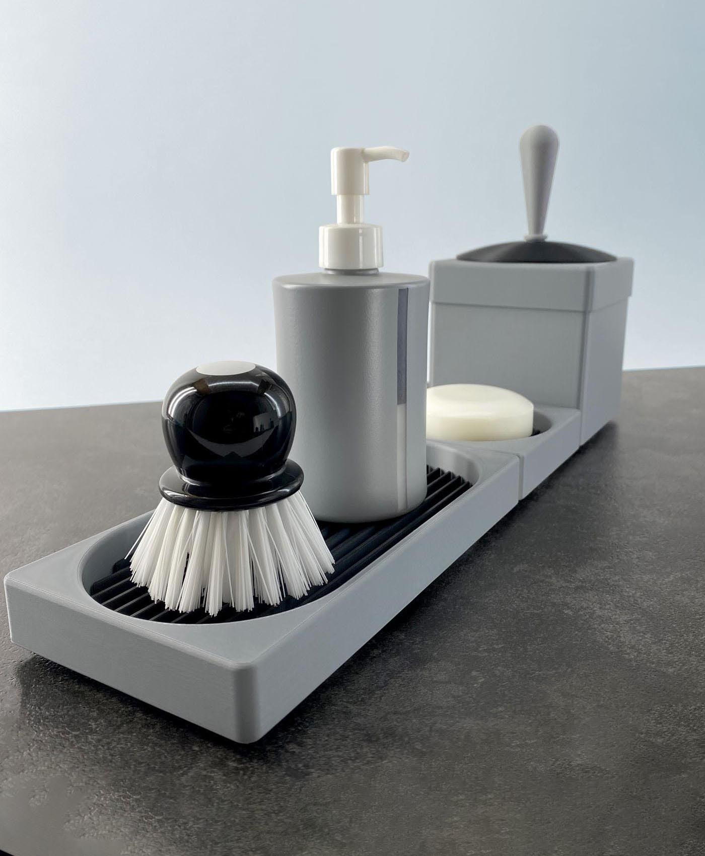 Kitchen Sink Organizer Sponge Holder Soap Dish Garbage Can 3d model