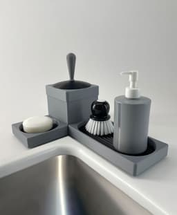 Kitchen Sink Organizer Sponge Holder Soap Dish Garbage Can 3d model