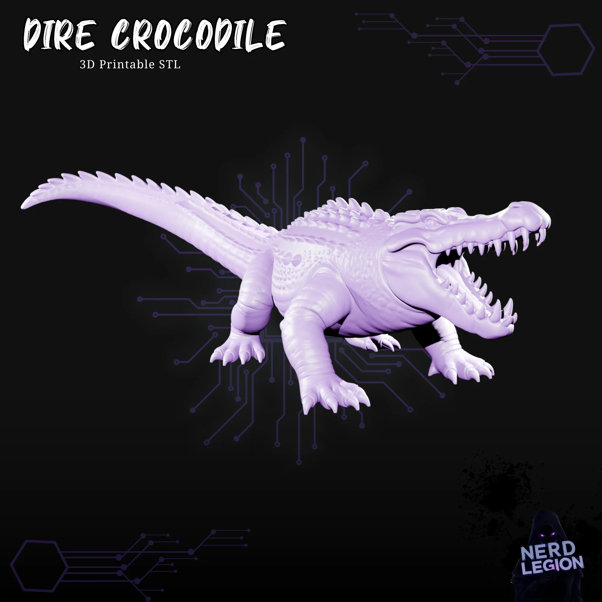 Dire Crocodile - Dungeons and Dragons 3D Model 3d model