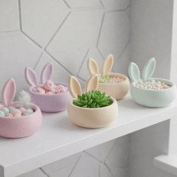 Easter Bunny Ear Pot STL-Candy Bowl-Spring-Table Décor-Plant Holder 3d model
