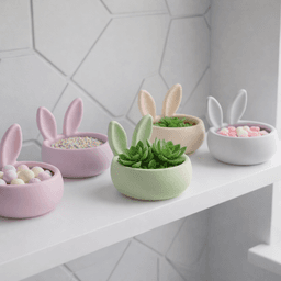 Easter Bunny Ear Pot STL-Candy Bowl-Spring-Table Décor-Plant Holder 3d model