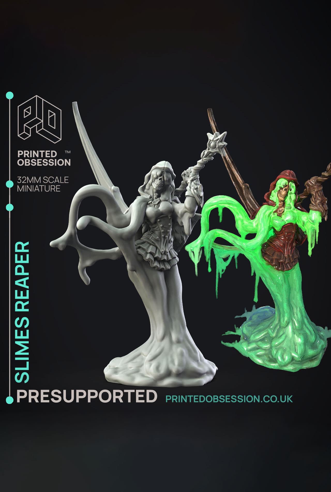 Slime Reaper - The Gelatinous Queen - PRESUPPORTED - Illustrated and Stats - 32mm scale 3d model