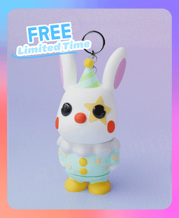 Articulated Bunny Clown Keychain (Single Color) 3d model