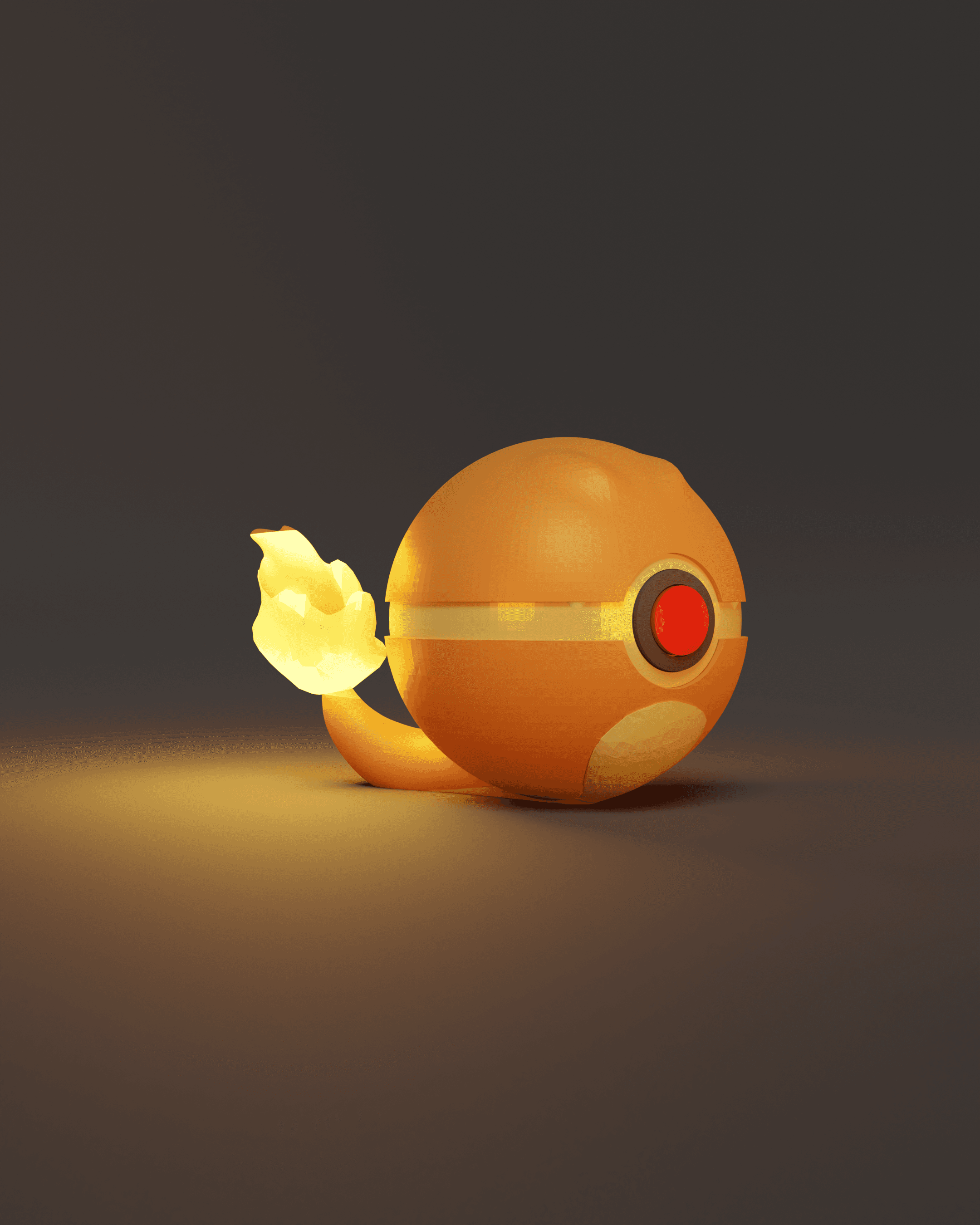 CharmaBall Charmander Themed Pokeball - Fan Art 3d model