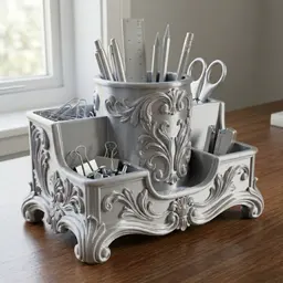 Baroque Desk Organizer & Pencil Holder 3d model