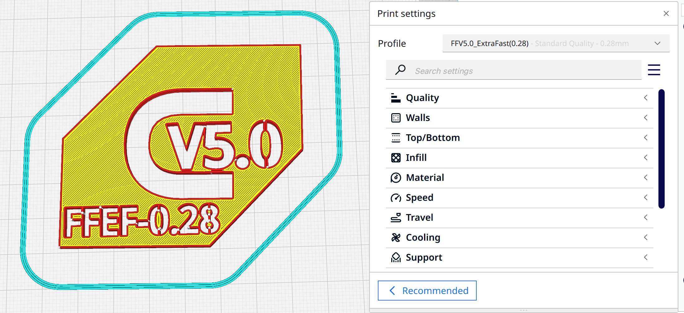 Cura V5.0 ExtraFast (0.28) Profile from Filament Friday 3d model
