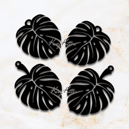 2 pair of tropical monstera leaf earrings 3d model