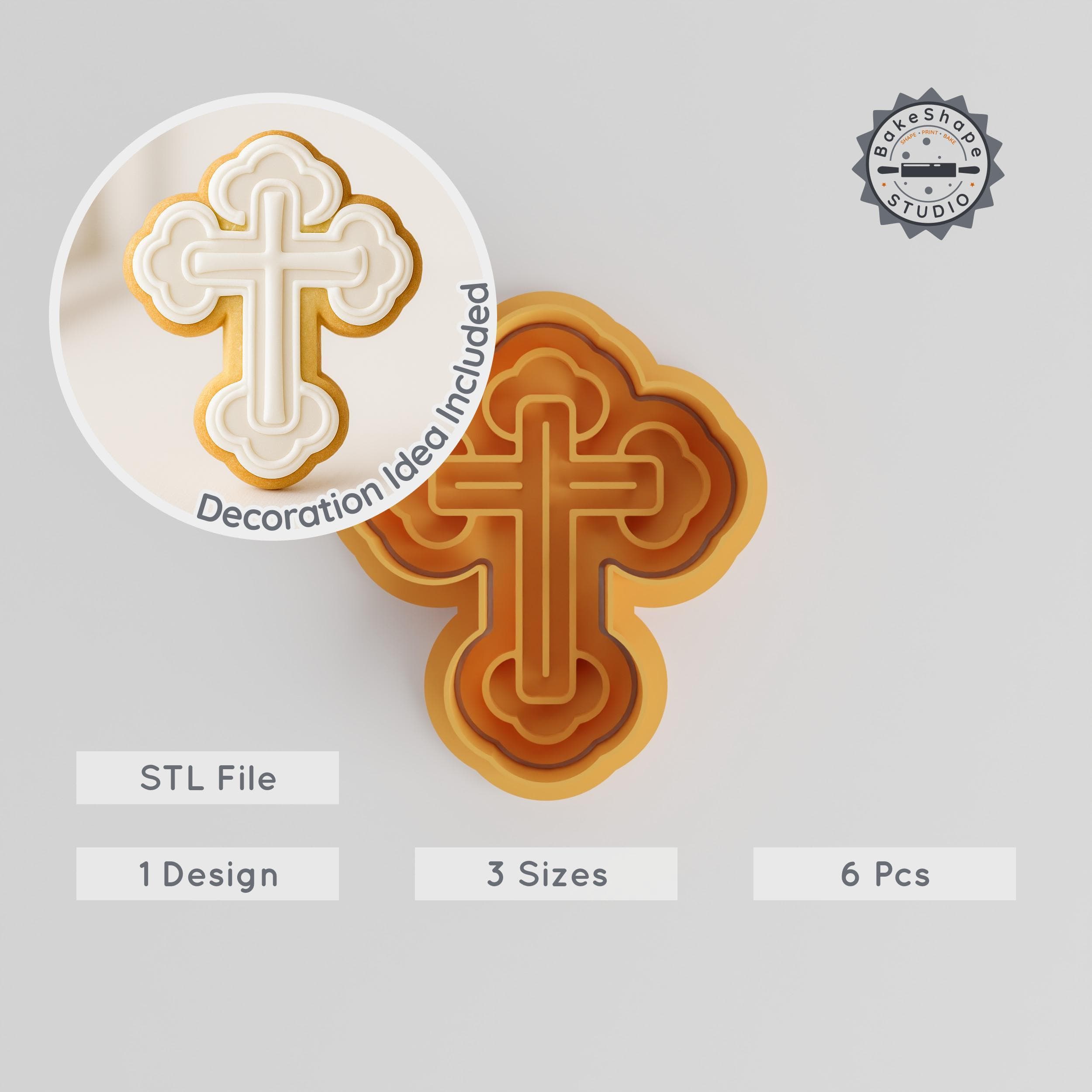 Cross Cookie Cutter & Stamp Set, Memento Mori Design, Multiple Sizes, Perfect for Cookies & Fondant PRODUCT_939 3d model