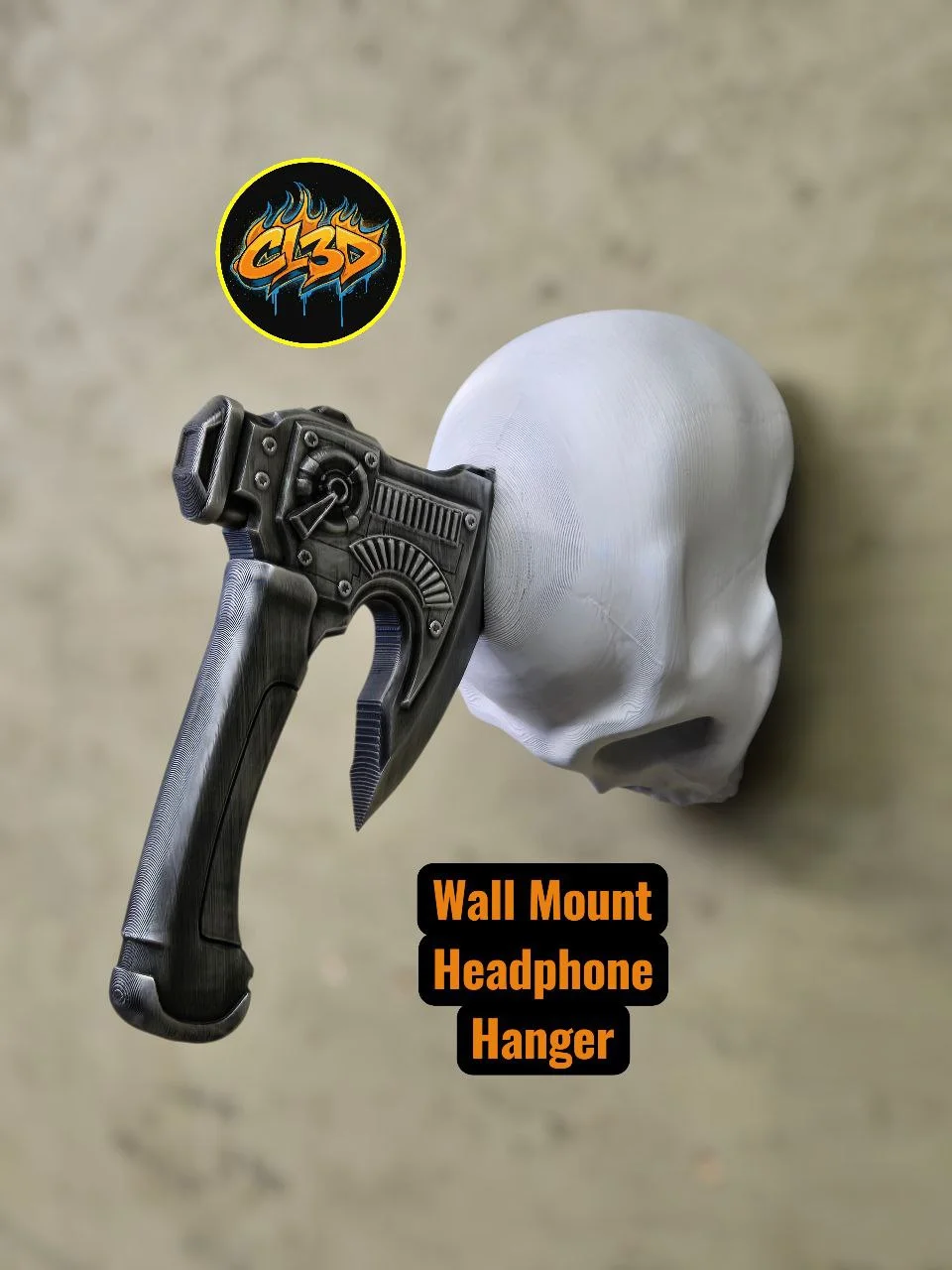 SciFi Tech Axe - Headphone Hanger - Skull 3d model