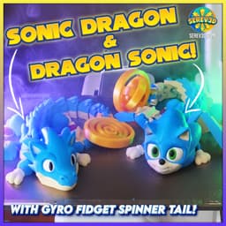 Sonic Dragon Flexi - Gyro Fidget Spinner Tail, Keychain Baby Dragon, Egg Container STL/3MF 3d model