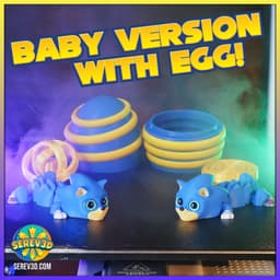 Sonic Dragon Flexi - Gyro Fidget Spinner Tail, Keychain Baby Dragon, Egg Container STL/3MF 3d model