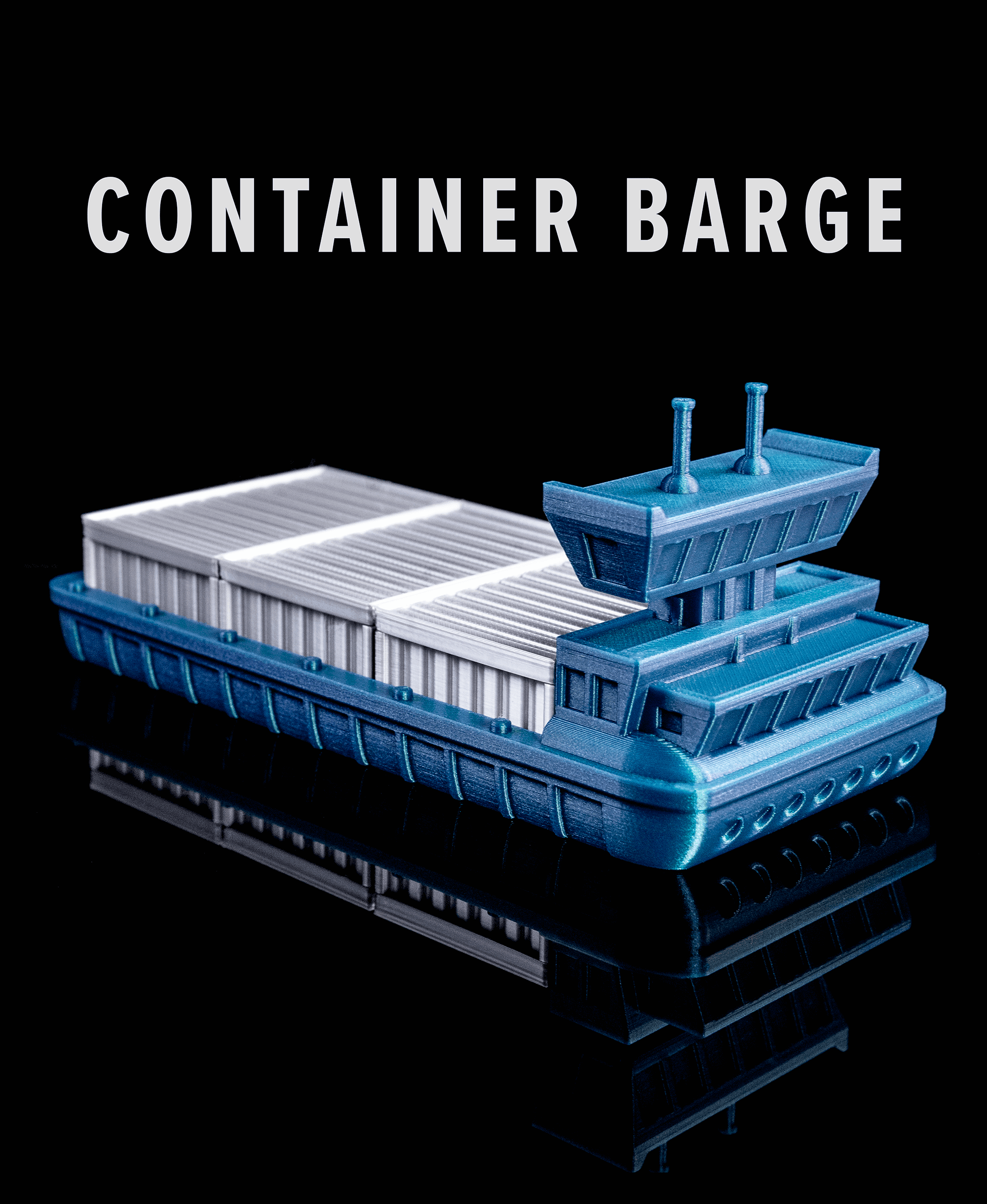 Container Barge (Boat / Ship) 3d model