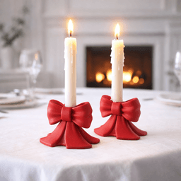 Ribbon Candlestick Holder | Coquette Bow Style Candle Stand for Dining & Home Decor 3d model