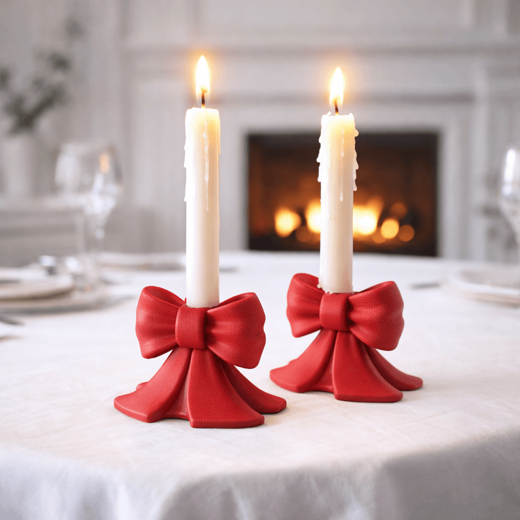 Ribbon Candlestick Holder | Coquette Bow Style Candle Stand for Dining & Home Decor 3d model